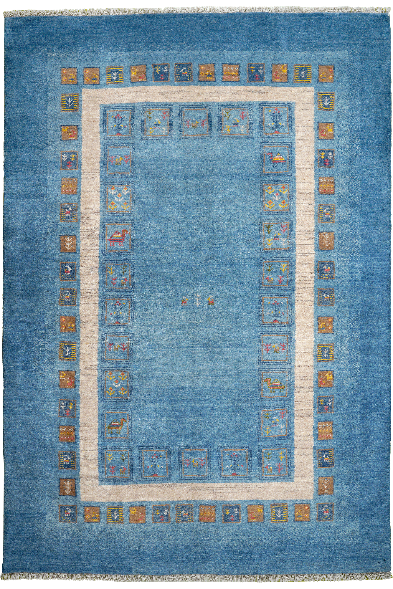 Rizbaf Gabbeh-Teppich Wolle Blau 0