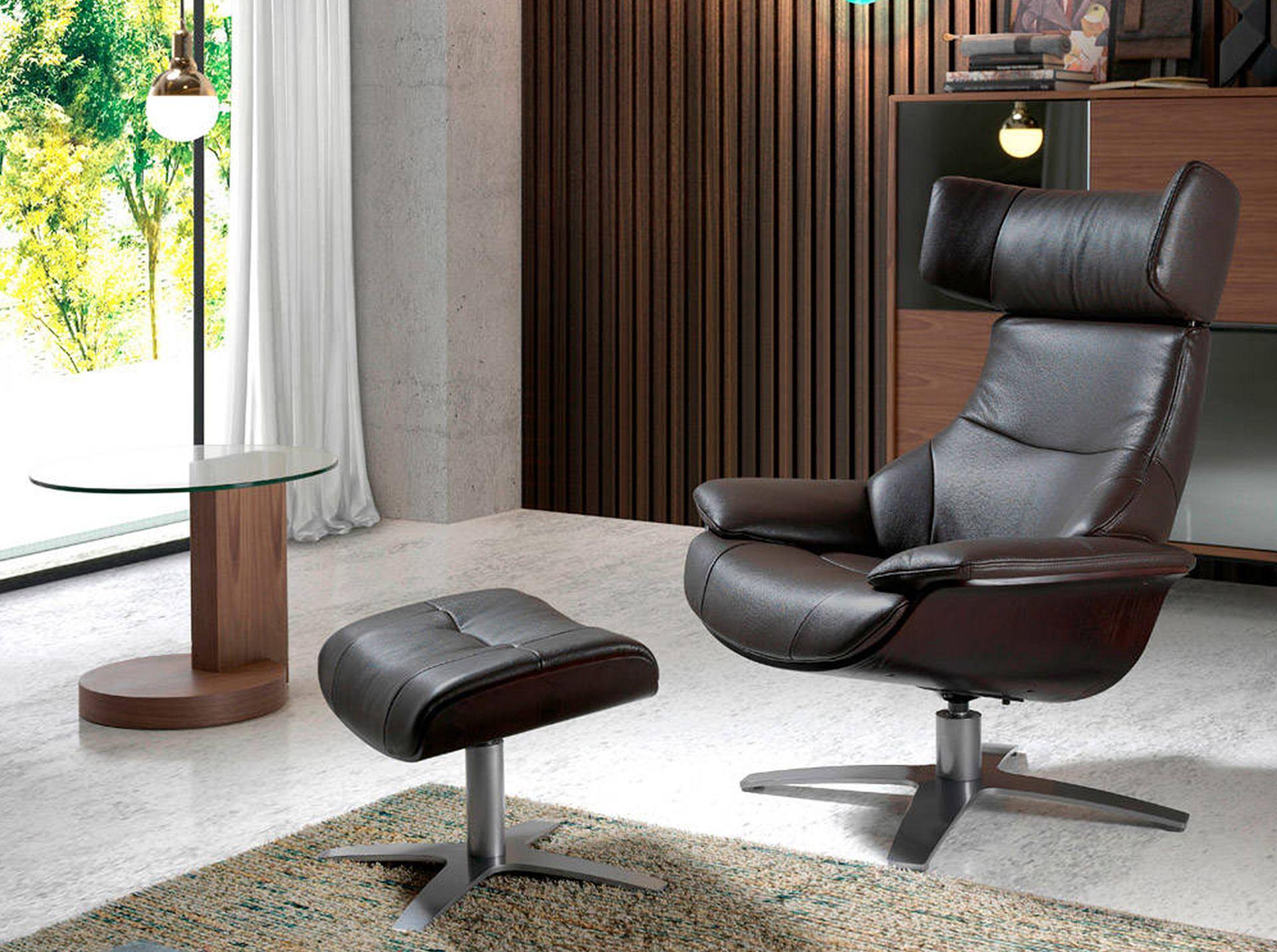 Fußhocker Leder Schokoladenbraun 1