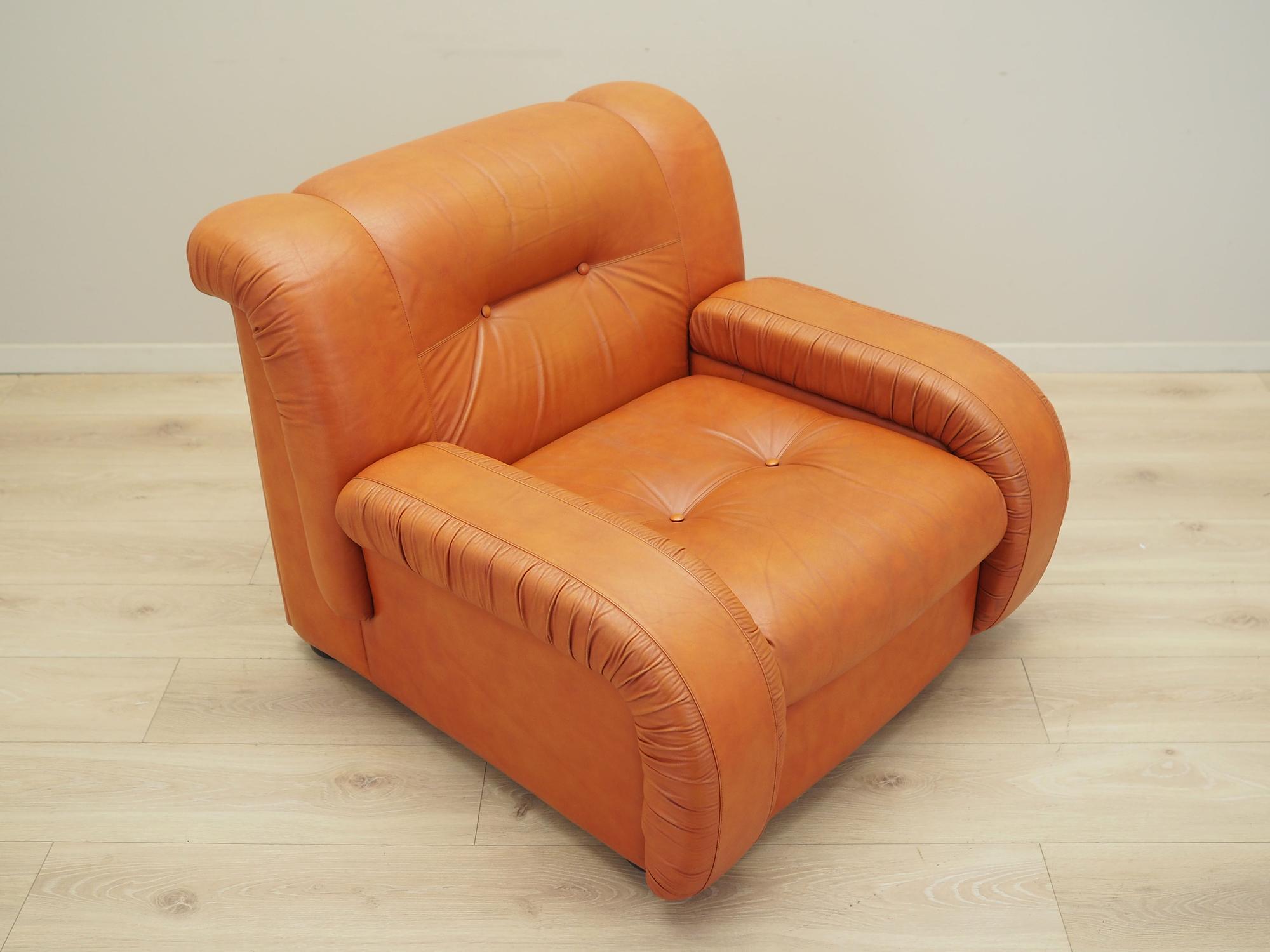 Sessel Leder Orange 1970er Jahre 8
