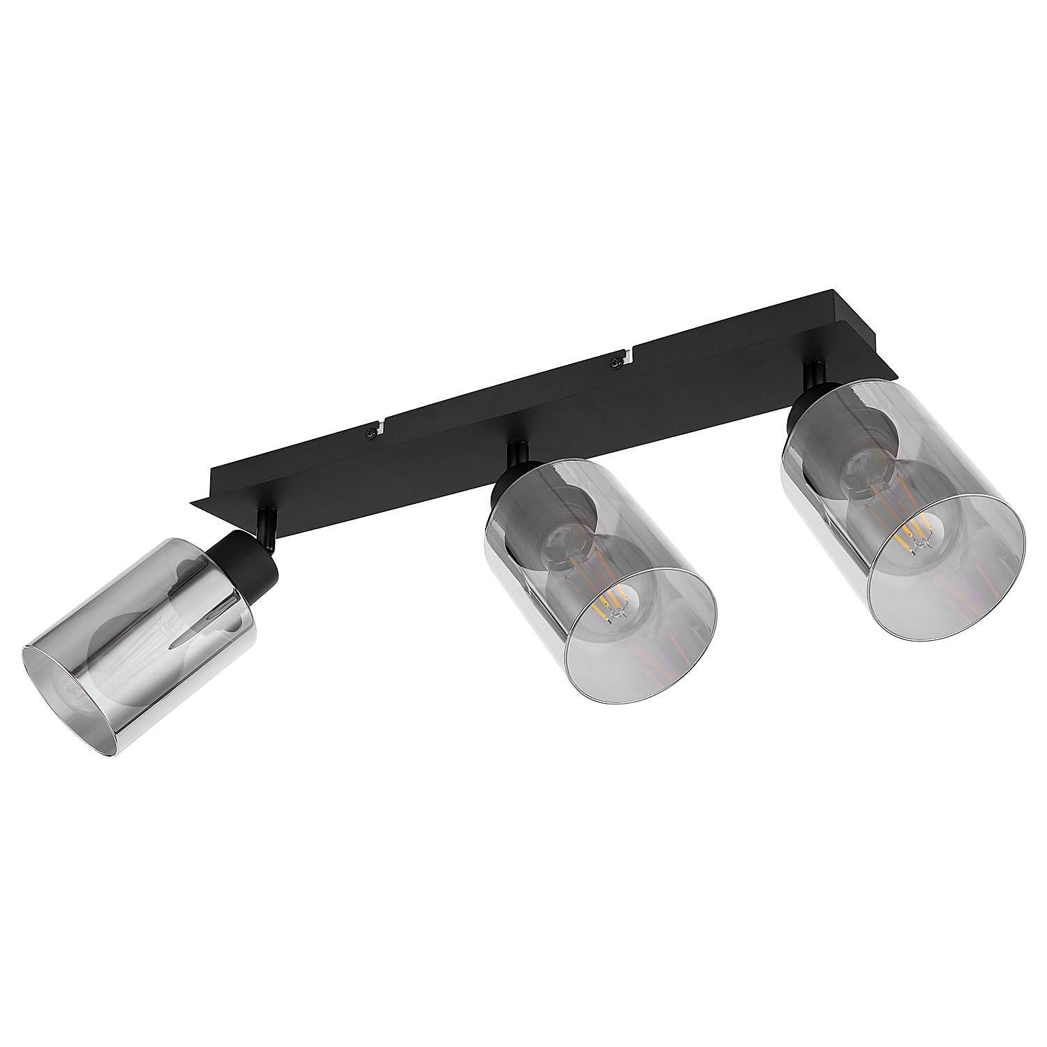 3-Flammig Hadera Deckenstrahler Farbglas Eisen 1