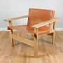 B_002 Lounge Sessel Holz Leder Braun 0