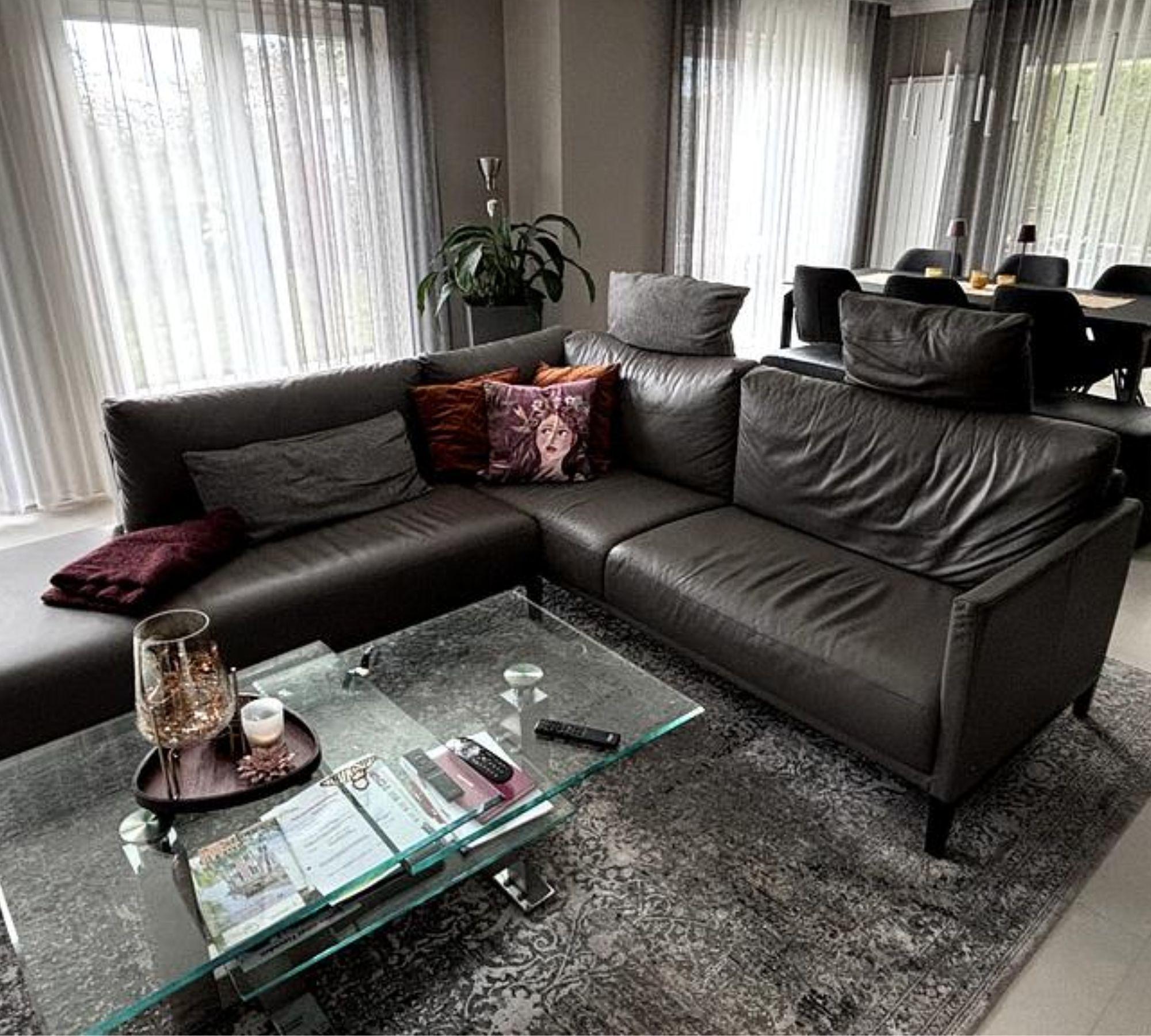 Sofa Récamiere Links Leder Taupe 5