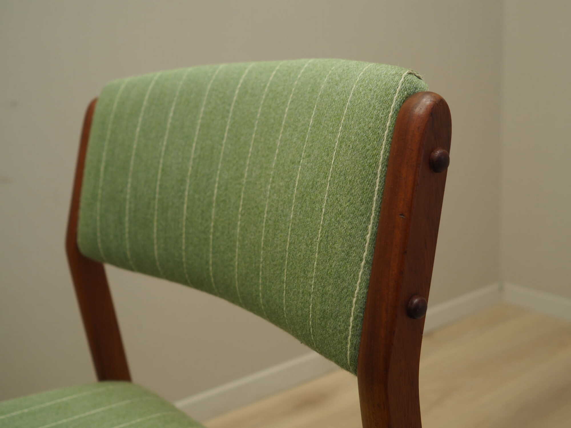 2x Vintage Stuhl Teakholz Textil Grün 1970er Jahre 8