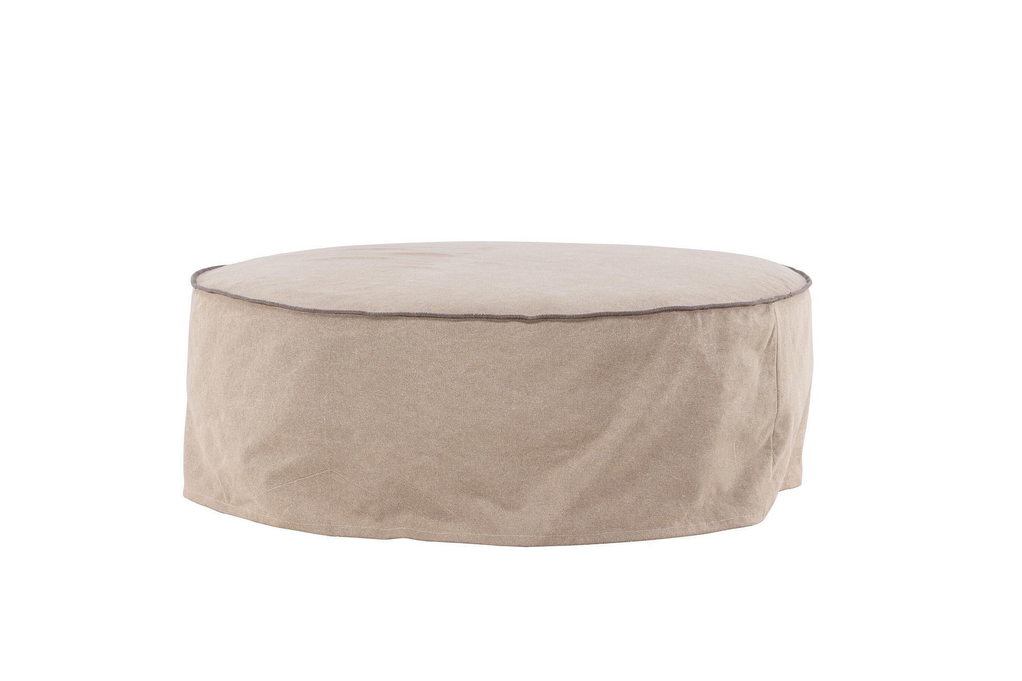 Vindö Ottoman Brown Linen ⌀101cm 1