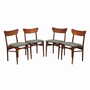 4x Vintage Dining Chair Teak Wood Textile Brown 1970s 0