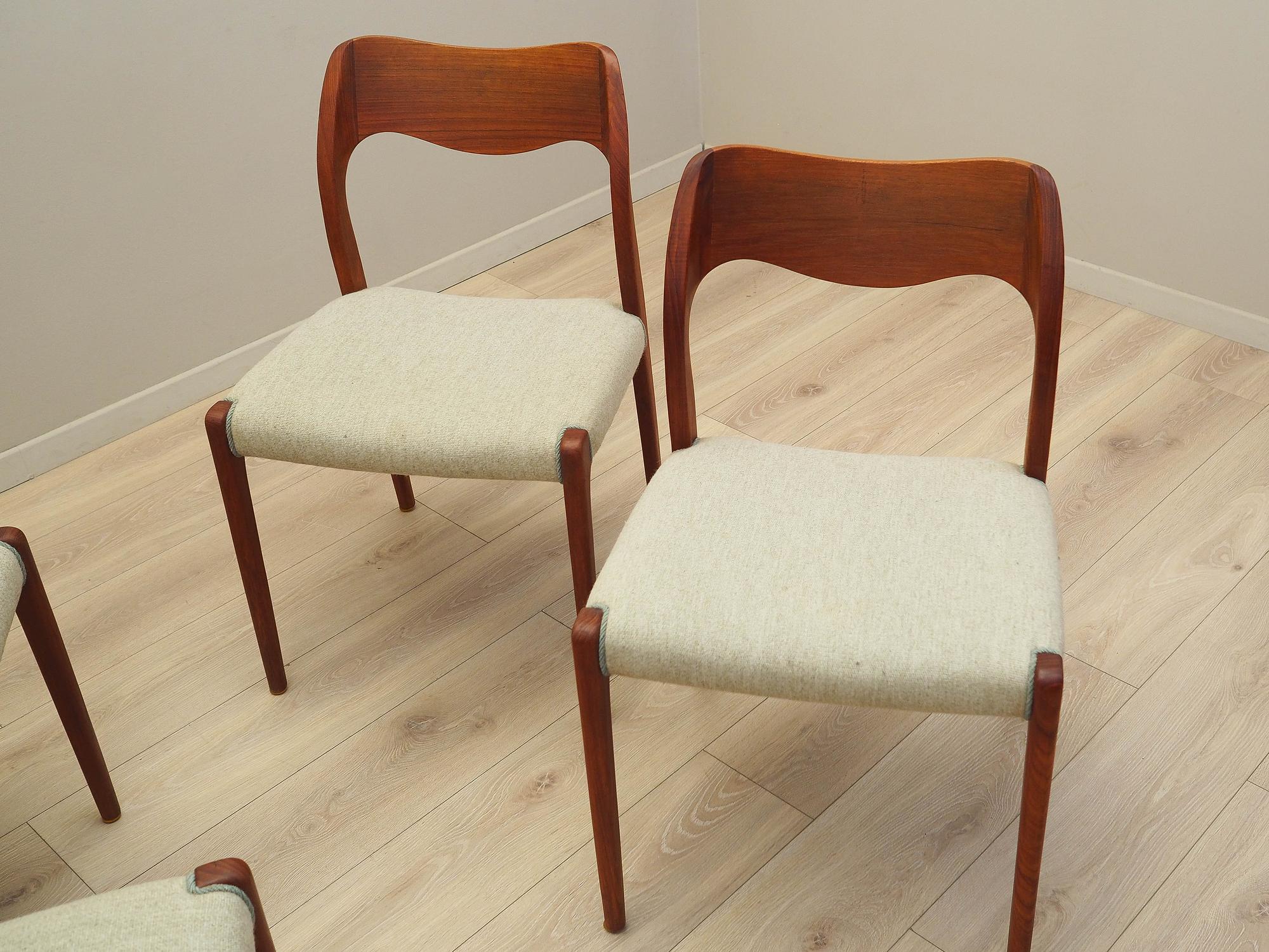 Teak wood chair set 4-piece 1960s, Designer:  5