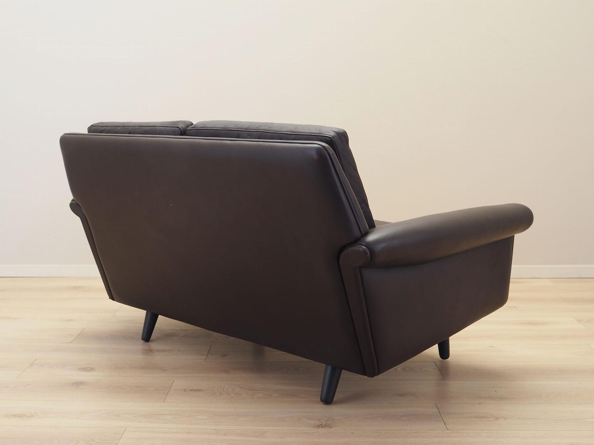 2-seater sofa leather brown 1960s 7