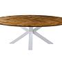 Ovaler Fishbone Esstisch Eiche Metall 1