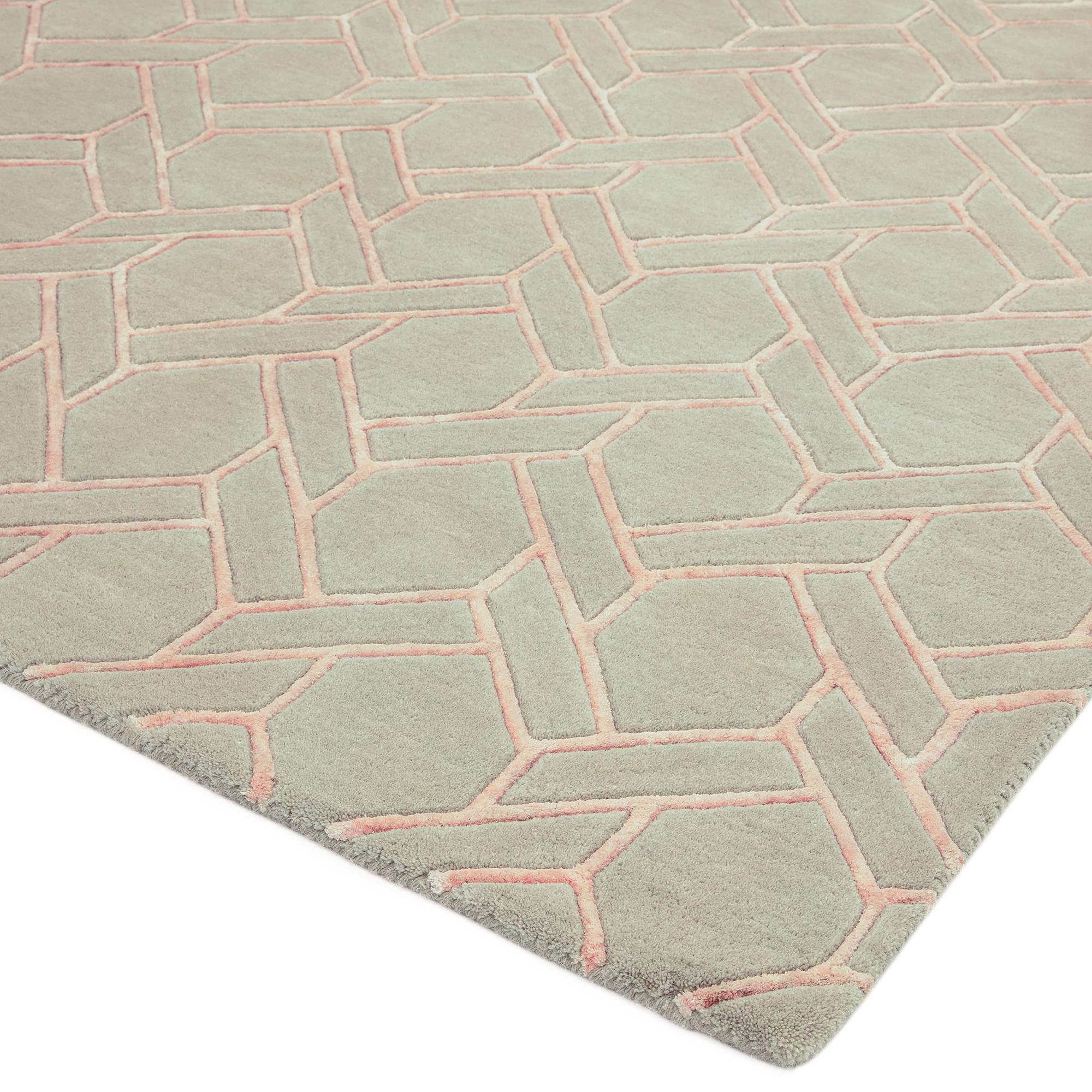 NEXUS Fine Lines Teppich Silber Pink Wolle 120x170cm 2