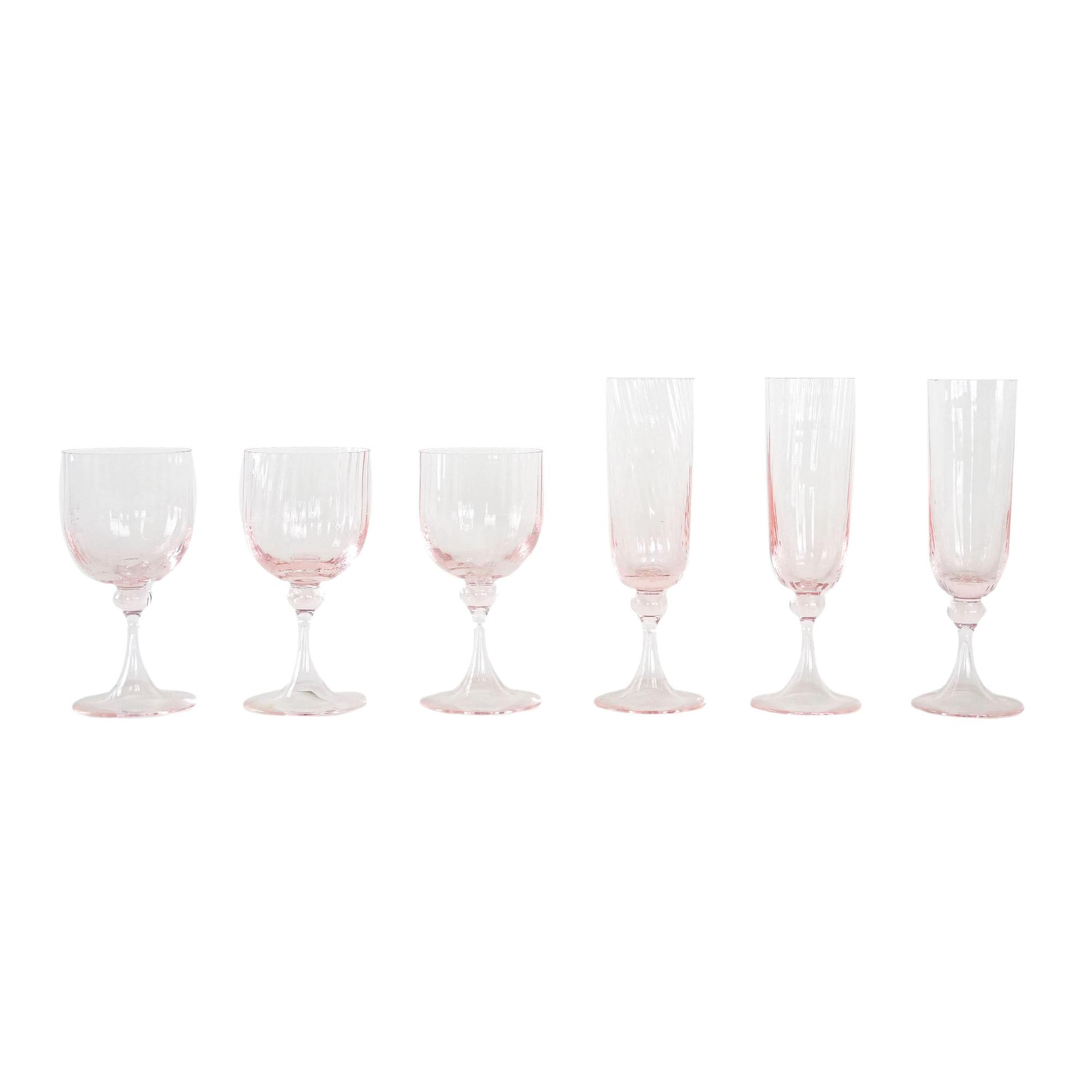 Glass Set Pink 1970s 0
