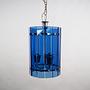 Pendelleuchte Glas Blau 1970er Jahre 1