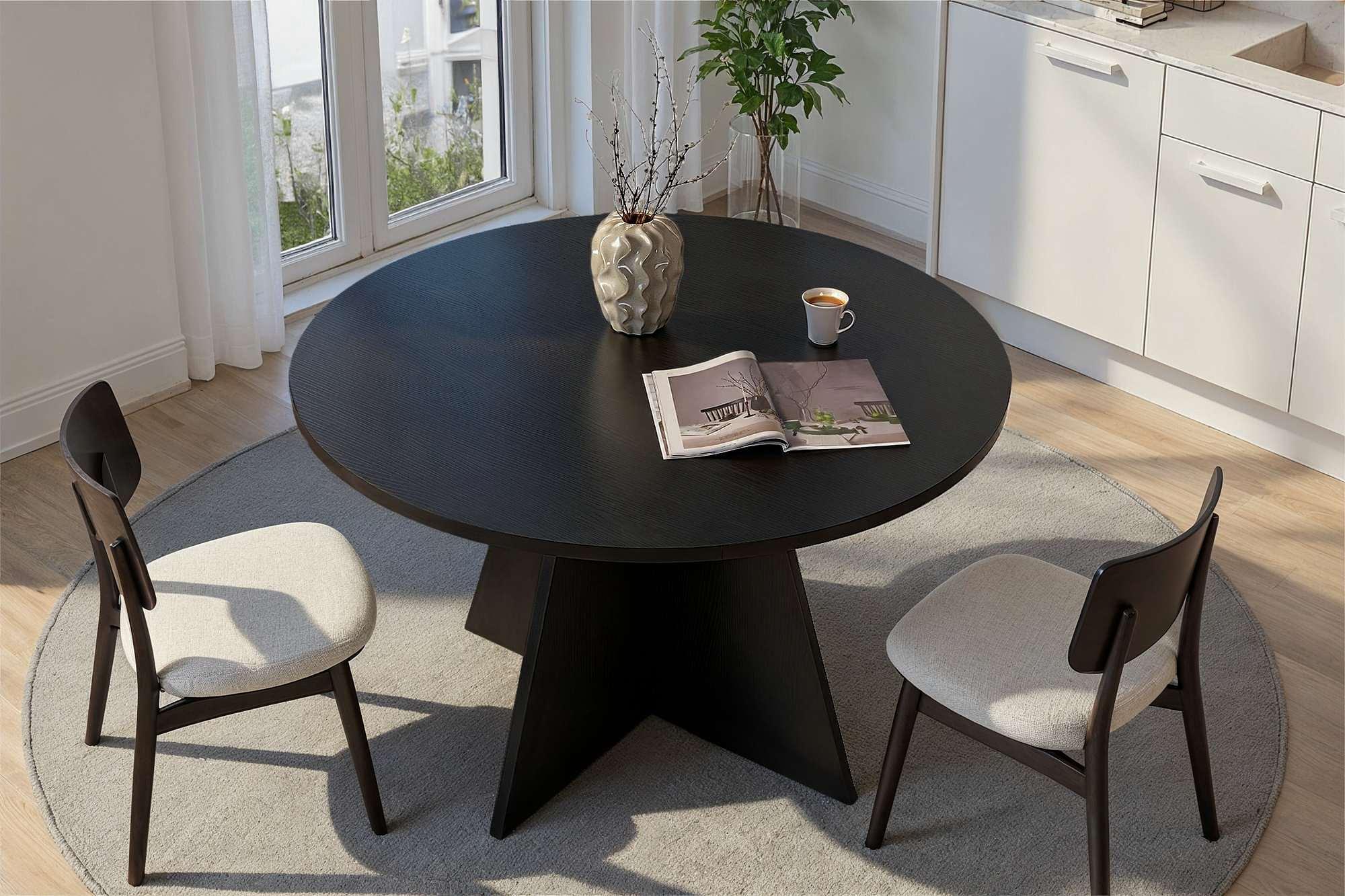 Virella Dining table wood black Ø120 cm 2