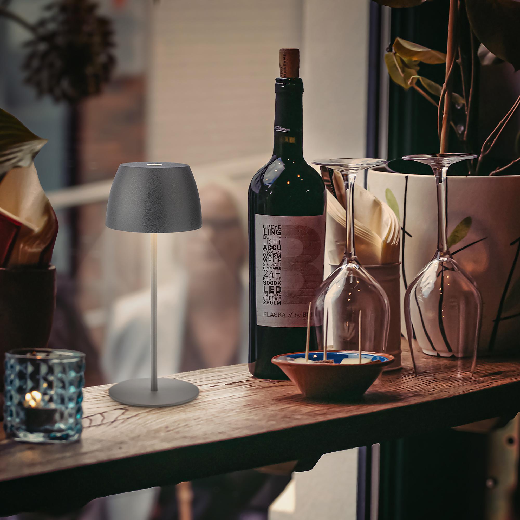 Serina LED Akku Tischleuchte Mini Grau 3