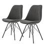 2x Bonito Upholstered Chair Structured Fabric Steel Black Grey 0