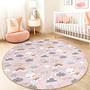 Cloud and rainbow children's rug Multicolored Ø120cm 0