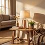 Table lamp Noral 1-light linen solid pine 3