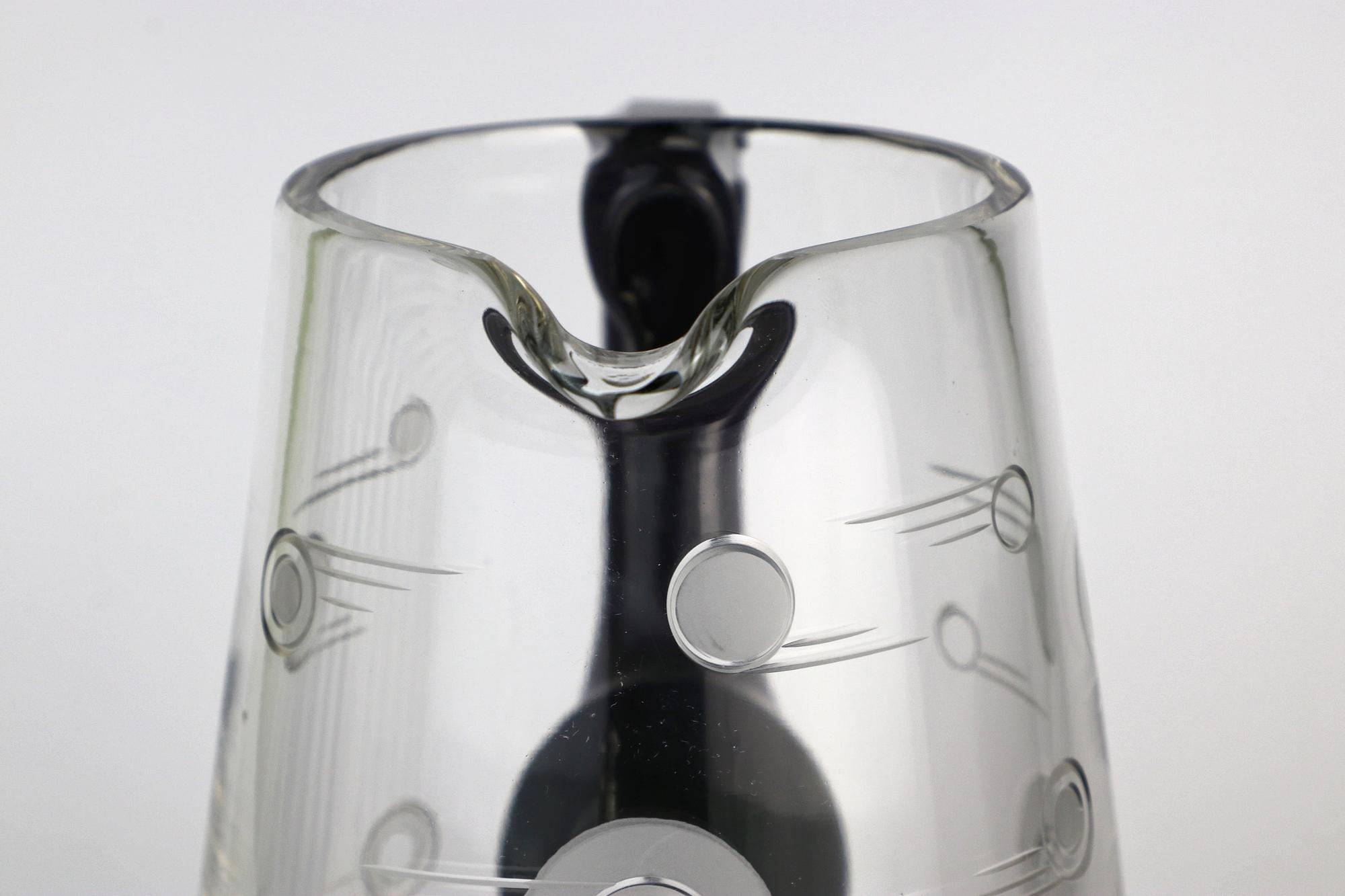 Art Deco Karaffe Frankreich 1930er Schwarzes Glas 6