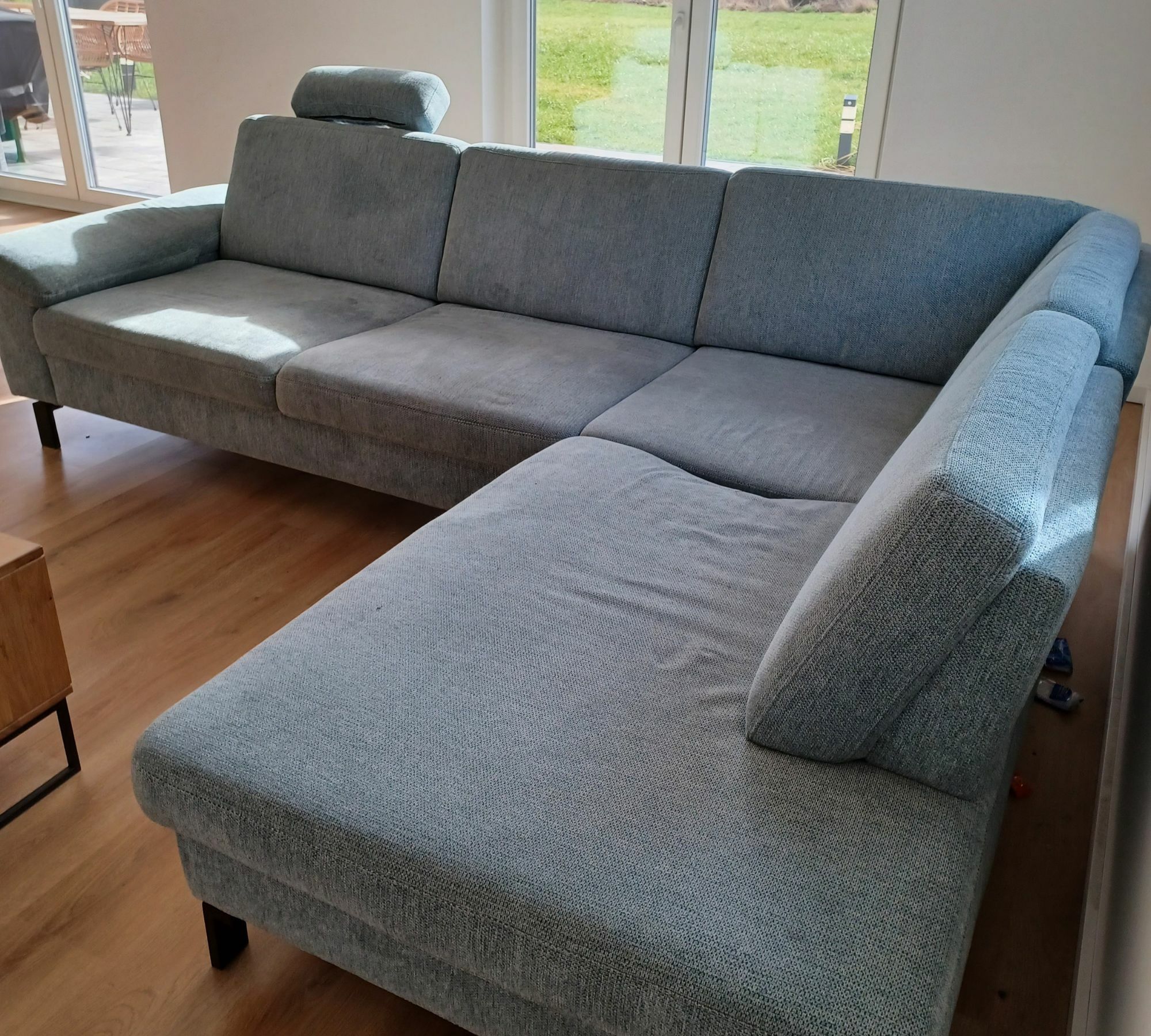 Sofa Récamiere Rechts Textil Metall Blau 3