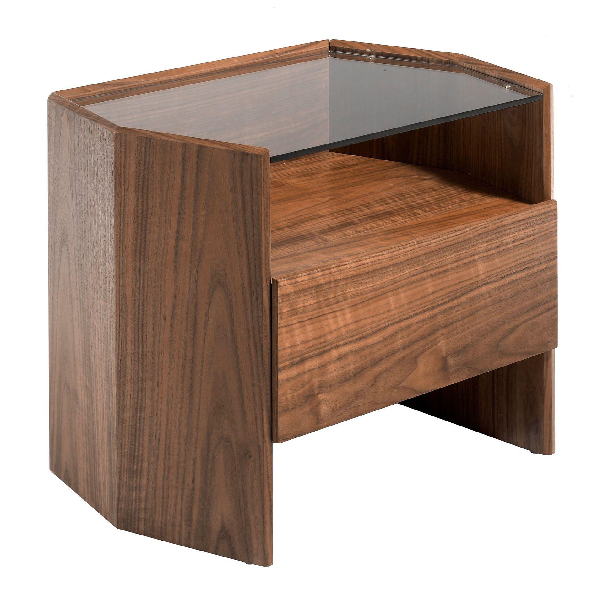 Nightstand walnut with glass top 0