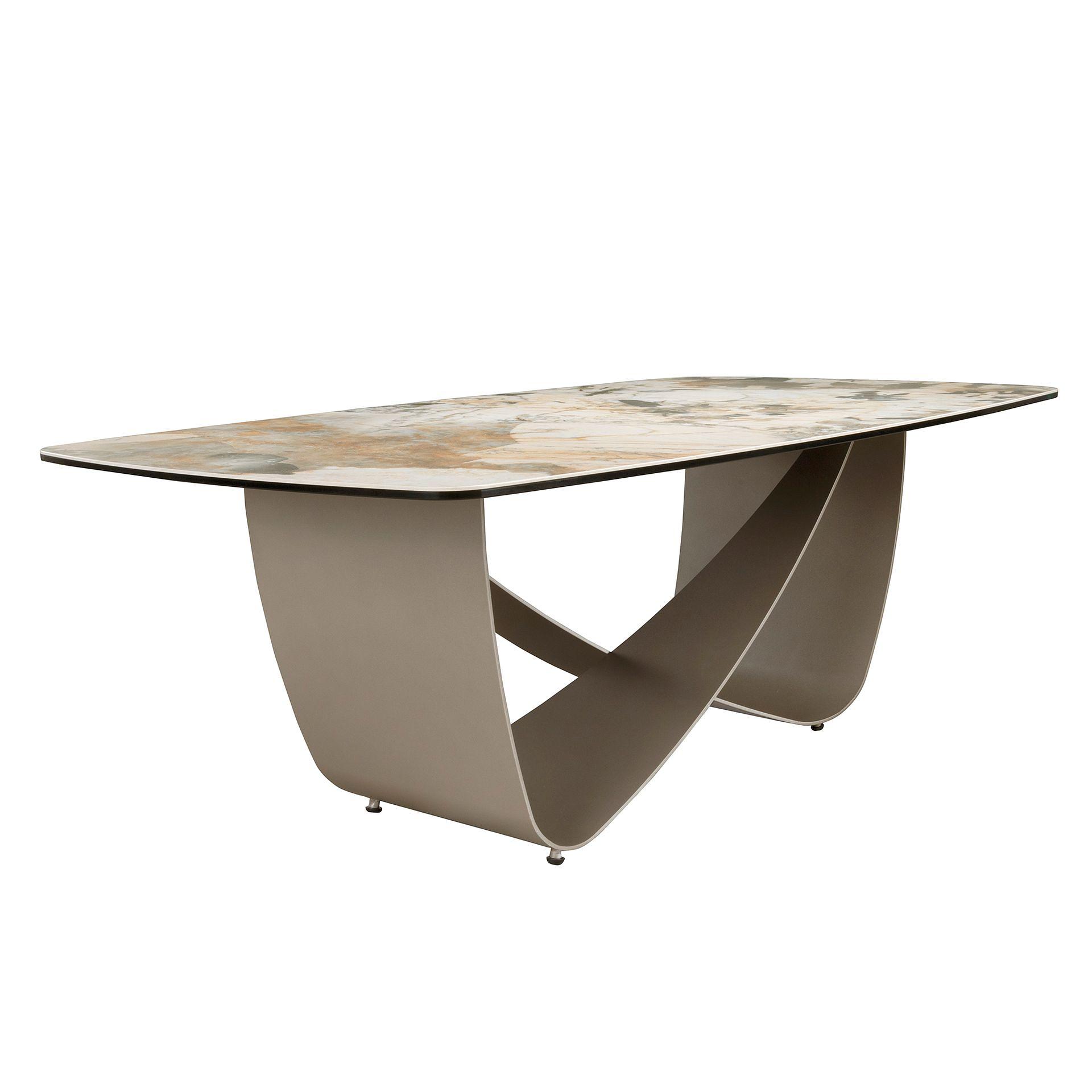Oval coffee table marble steel 7