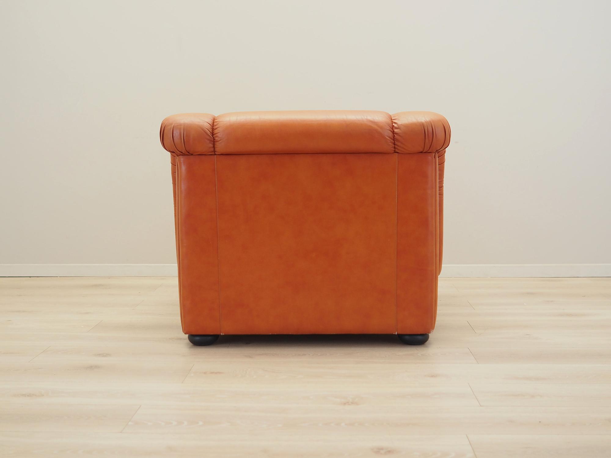 Sessel Leder Orange 1970er Jahre 5