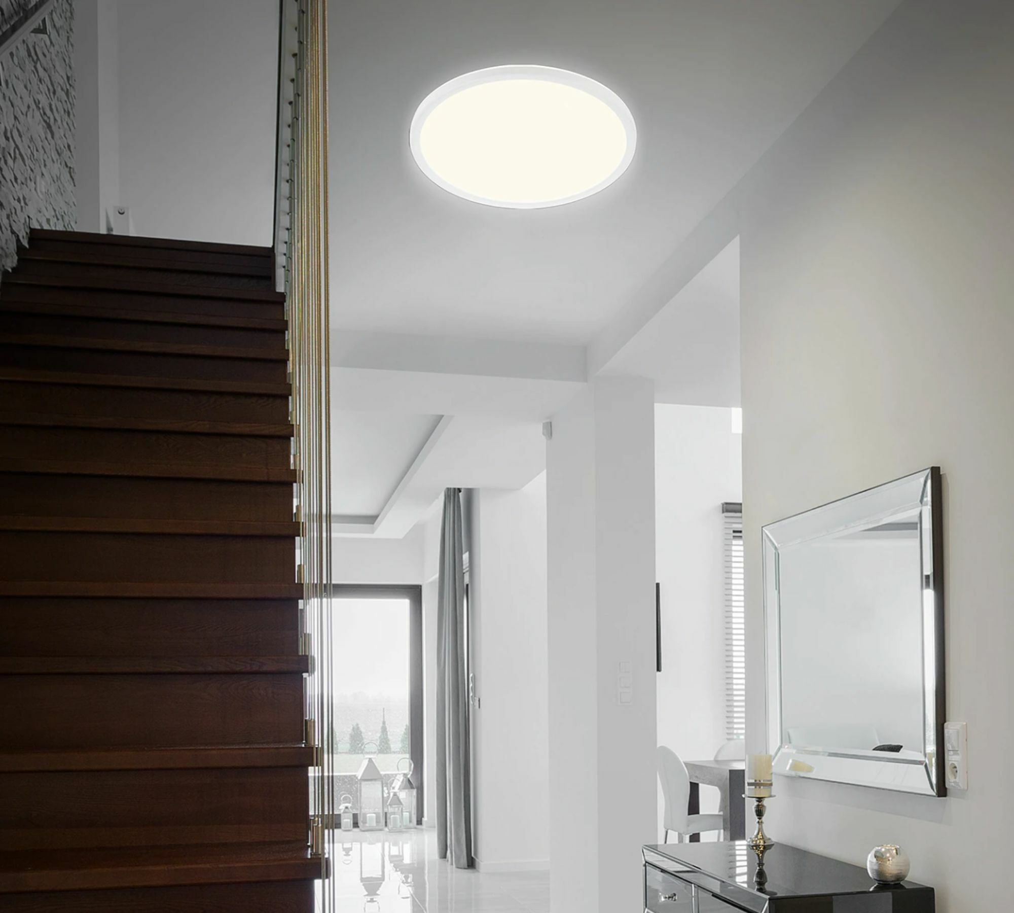 LED Ceiling Light Round Plastic White 3