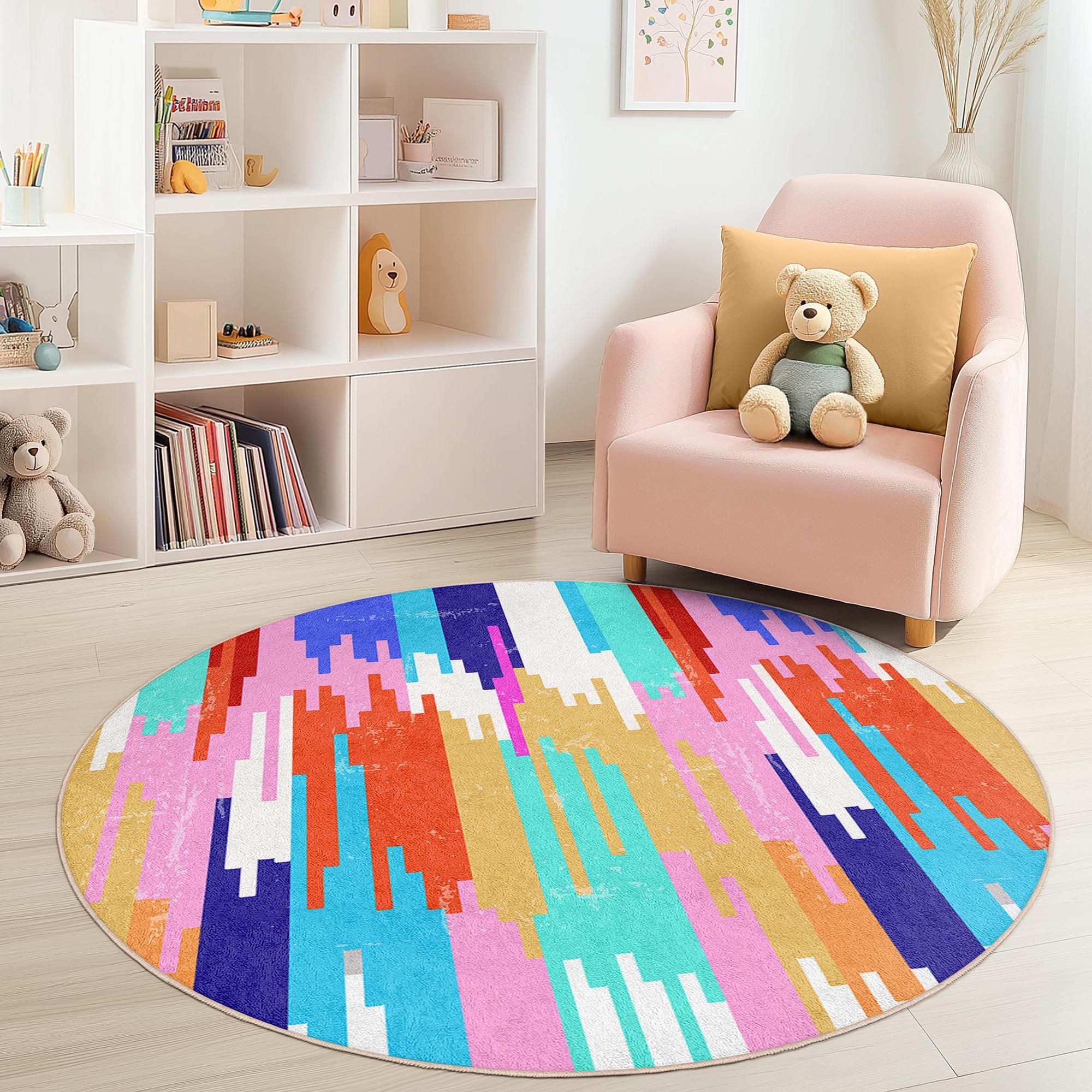 Abstract pattern children's rug multicolor Ø150cm 0