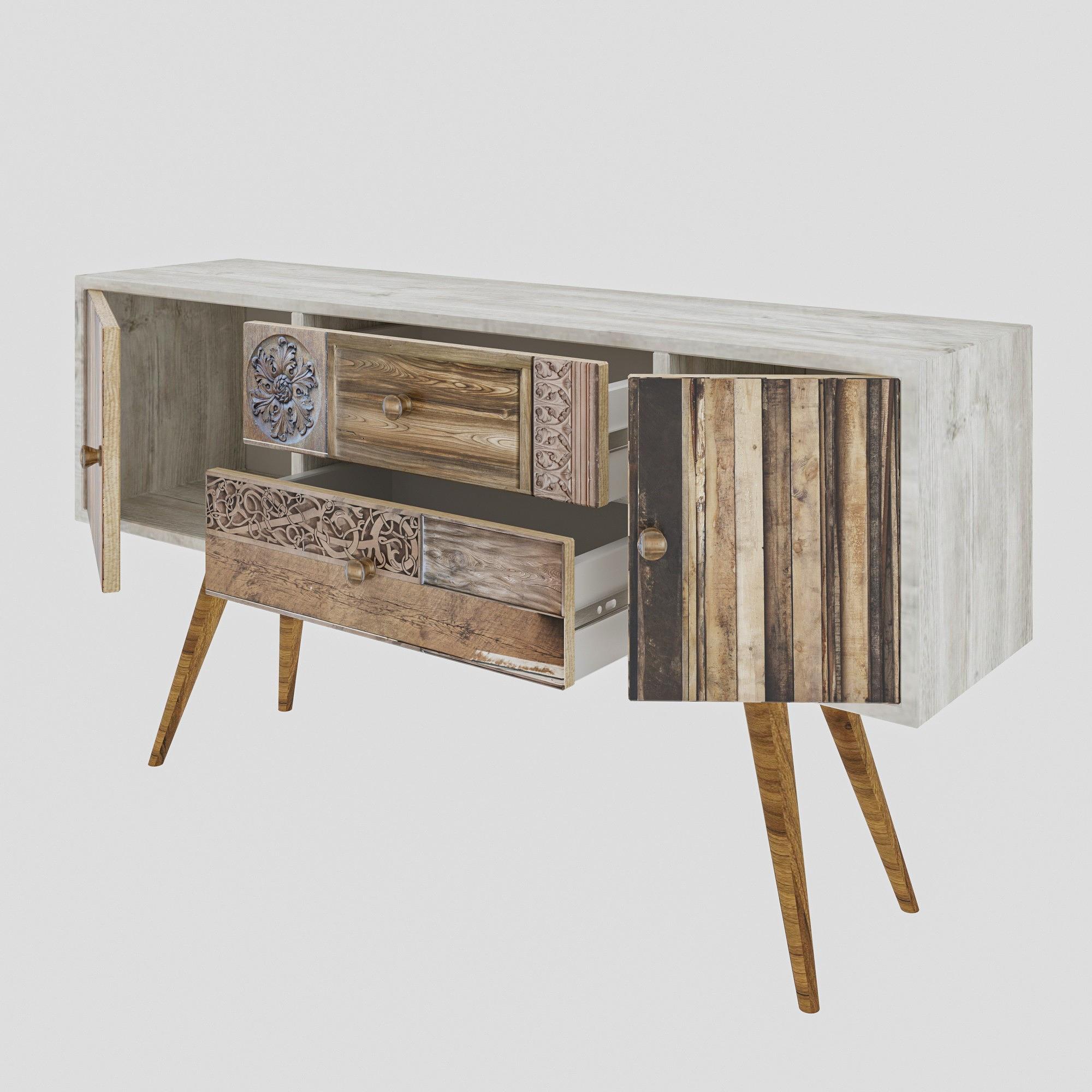 Odense Lowboard legno impiallacciato bianco 2