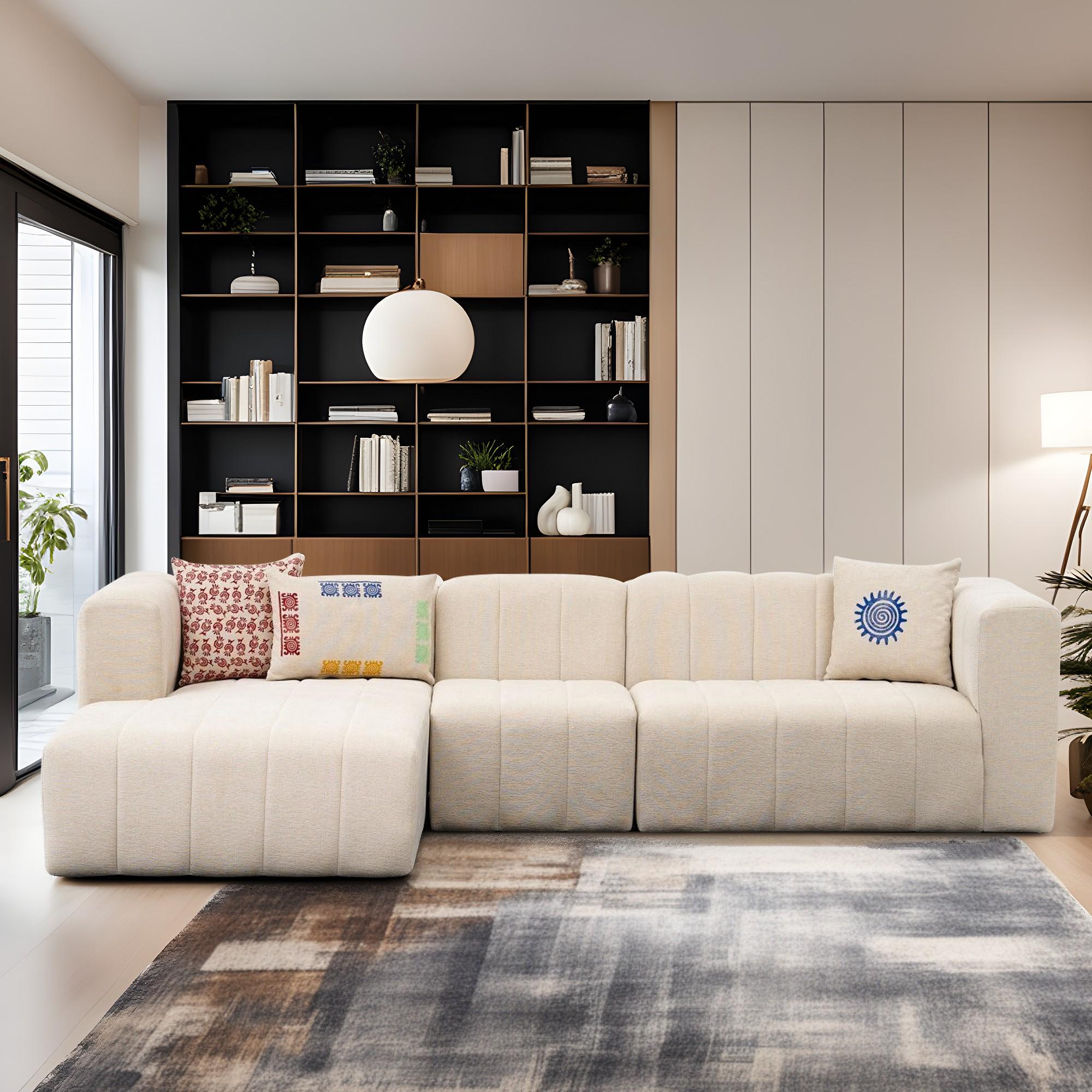 Beyza Sofa Récamiere Links Creme 0