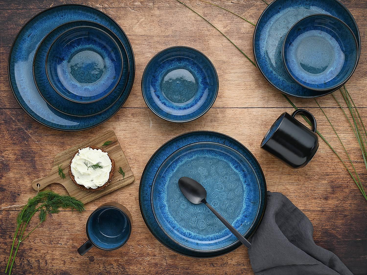 Combination Dinner Set Nordic Fjord 30-piece Set Stoneware Blue 4