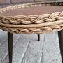 Vintage Pflanzentisch Holz Rattan Braun 4