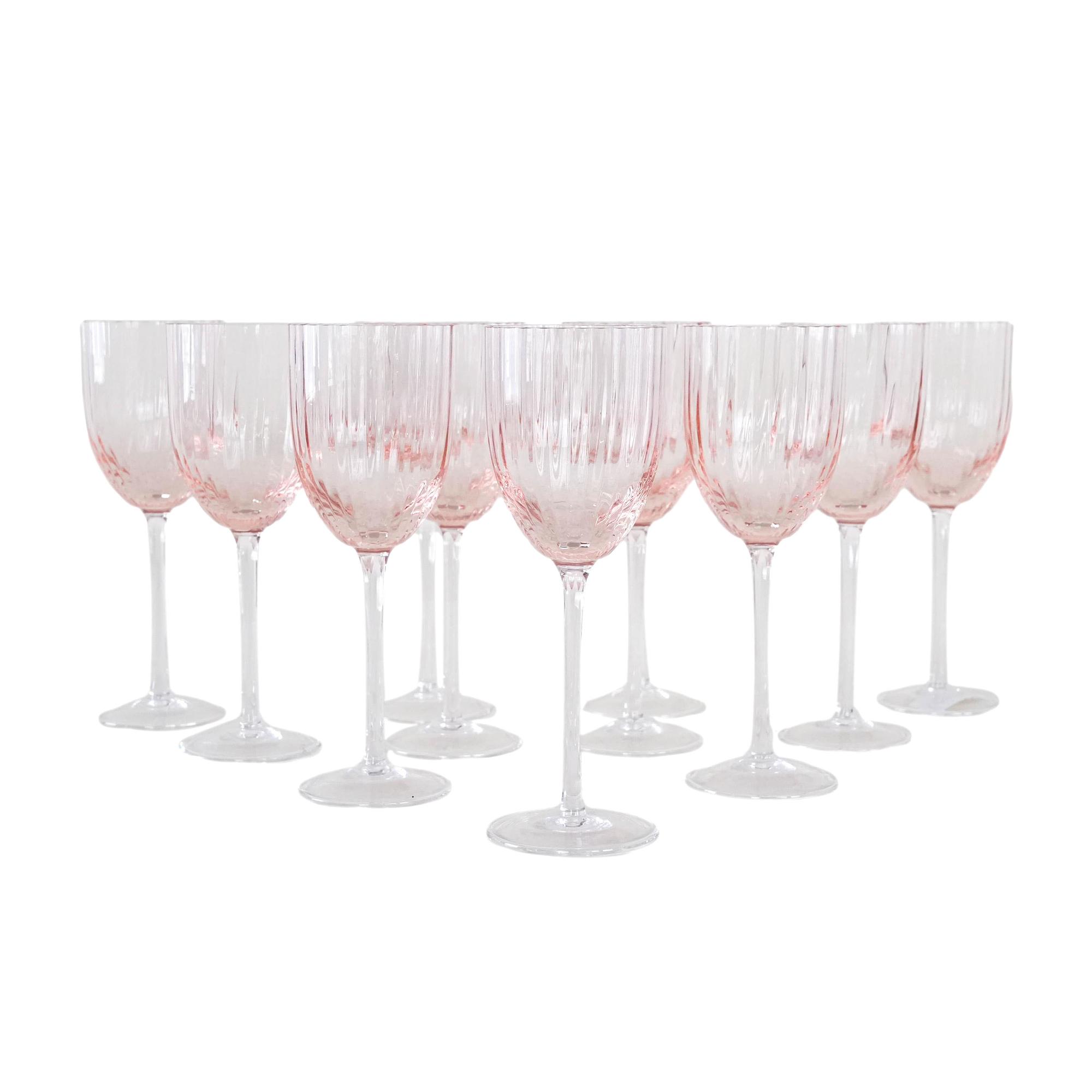 Wine glass set pink 1970s 0