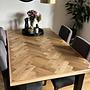Solid oak tabletop in herringbone design 1