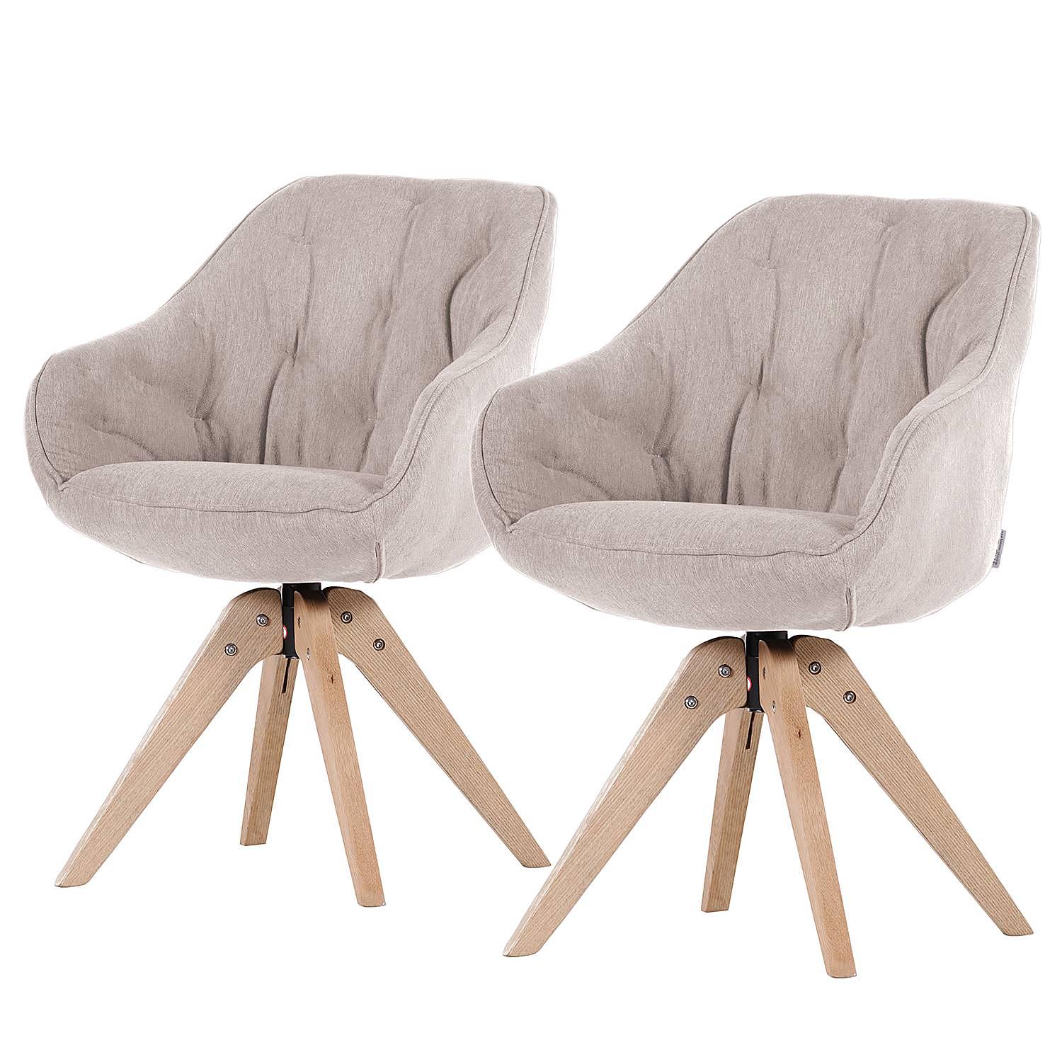 Evato Drehbarer Armlehnenstuhl 2er Set Beige Eiche Hell  0