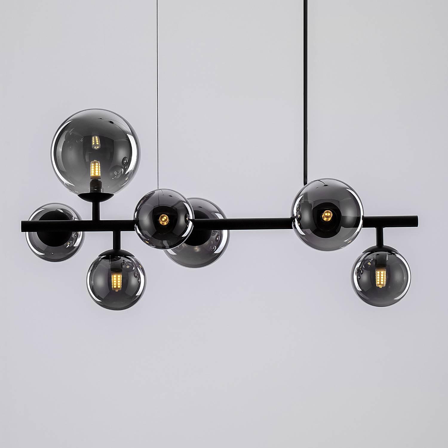 Odillia Typ C Pendelleuchte Rauchglas Aluminium 7-flammig 0
