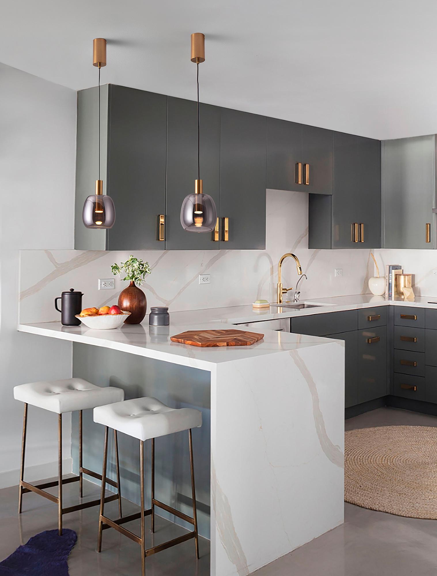 Imatia Typ A Pendelleuchte Aluminium Rauchglas Gold 2