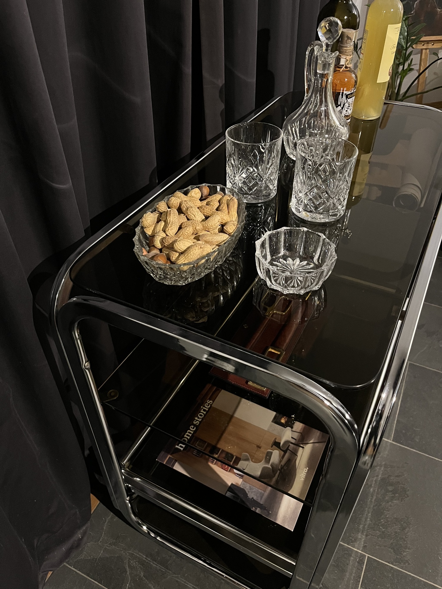Barwagen Chrom Glas Schwarz 4