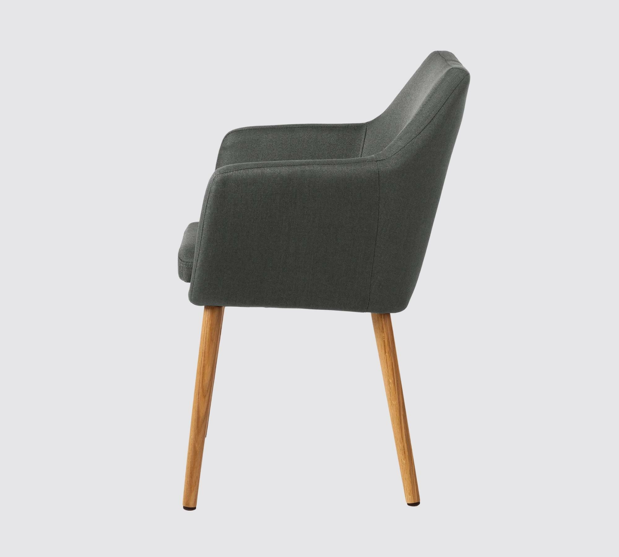 Armchair Oak Solid Wood from Upholstery Fabric Grey 2