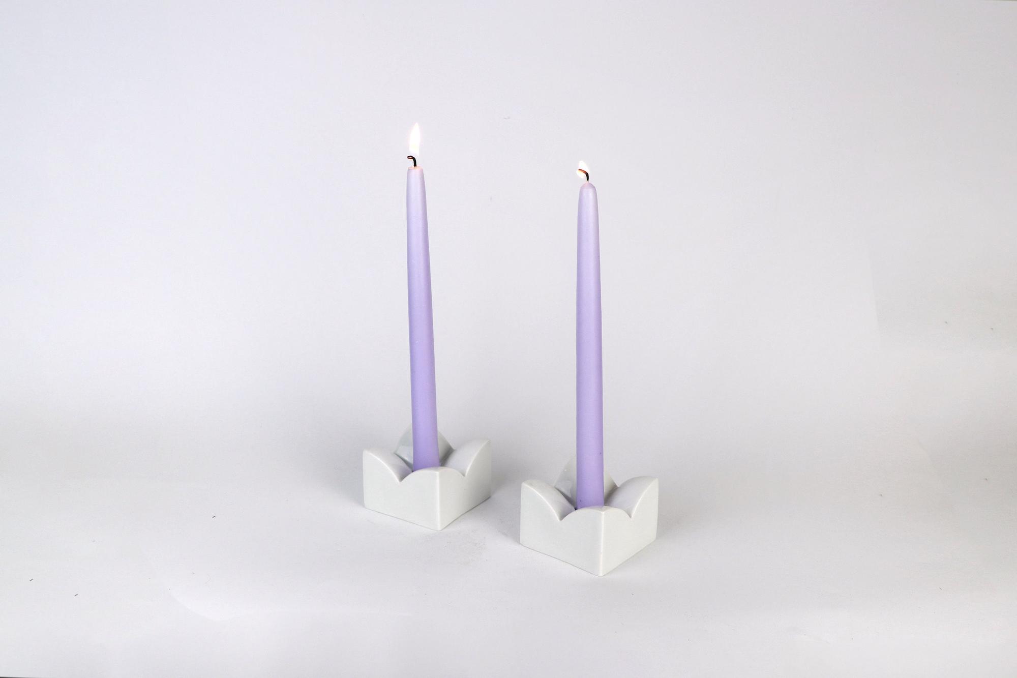 2x Vintage Kerzenständer Porzellan Weiß 1970er Jahre 2