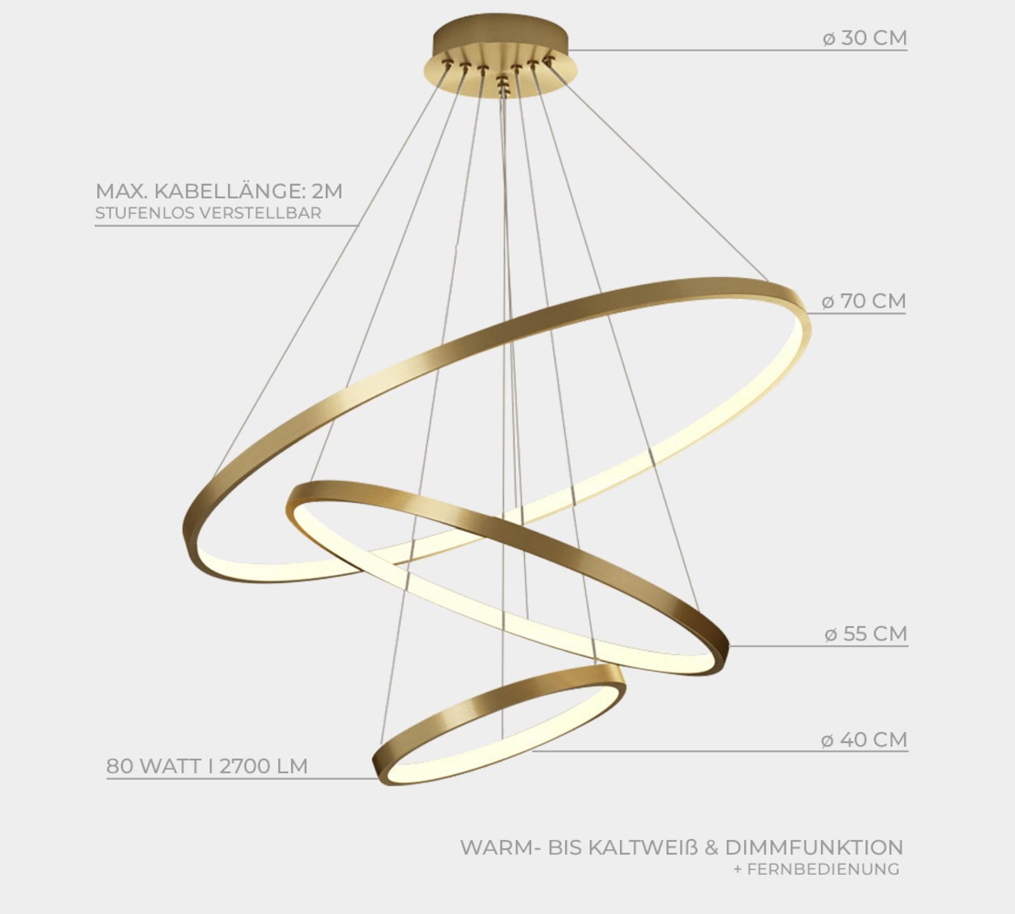 Ring-shaped LED pendant light OUREA Gold 7