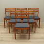 6x Vintage Chair Teak Wood Textile Brown 1970s 2