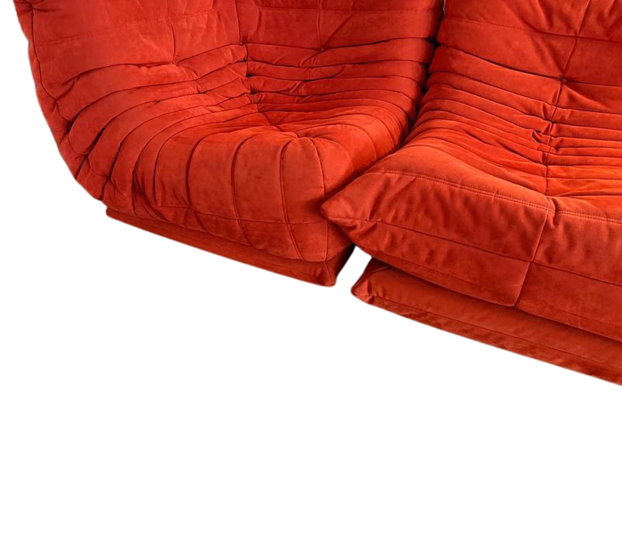 Togo Sofa 4-Teilig Stoffbezug Vollschaum Orange 5