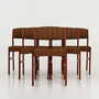 6x Vintage Stuhl Teakholz Textil Braun 1970er Jahre 1