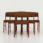 6x Vintage Chair Teak Wood Textile Brown 1970s 1