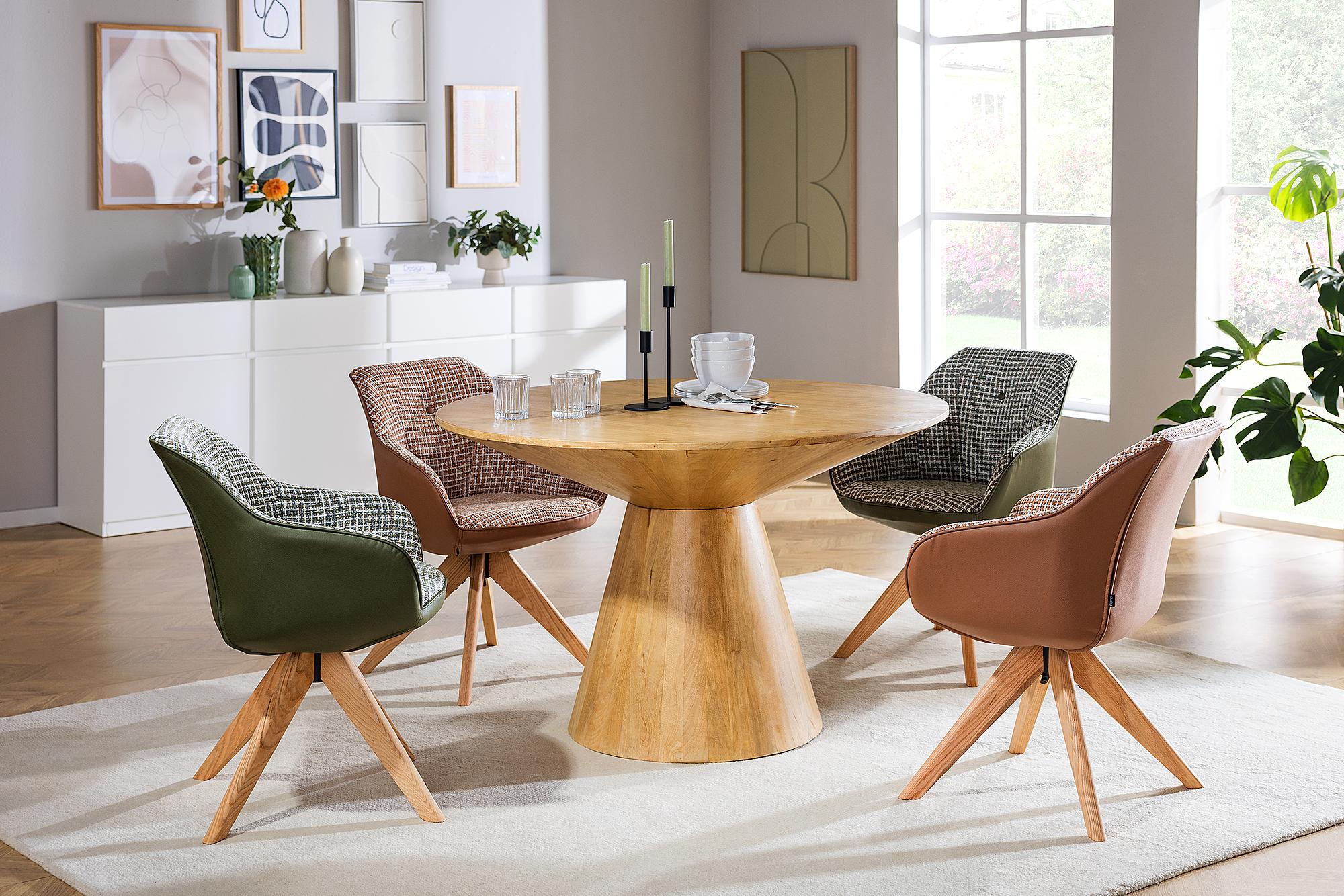 Libbo Drehbarer Armlehnenstuhl 2er-Set Olivgrün Eiche Natur 2