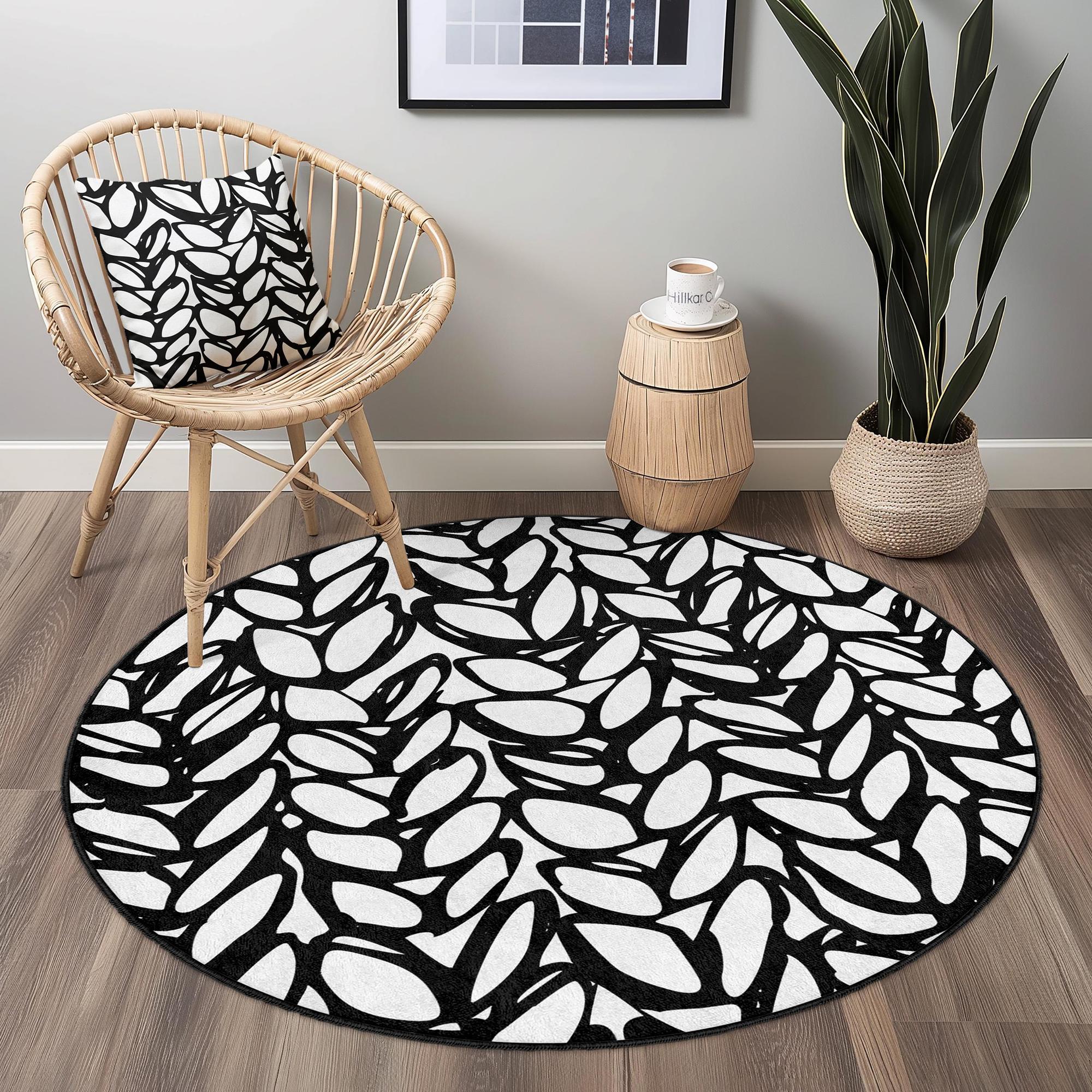 Carpet Black White Ø 150cm 3