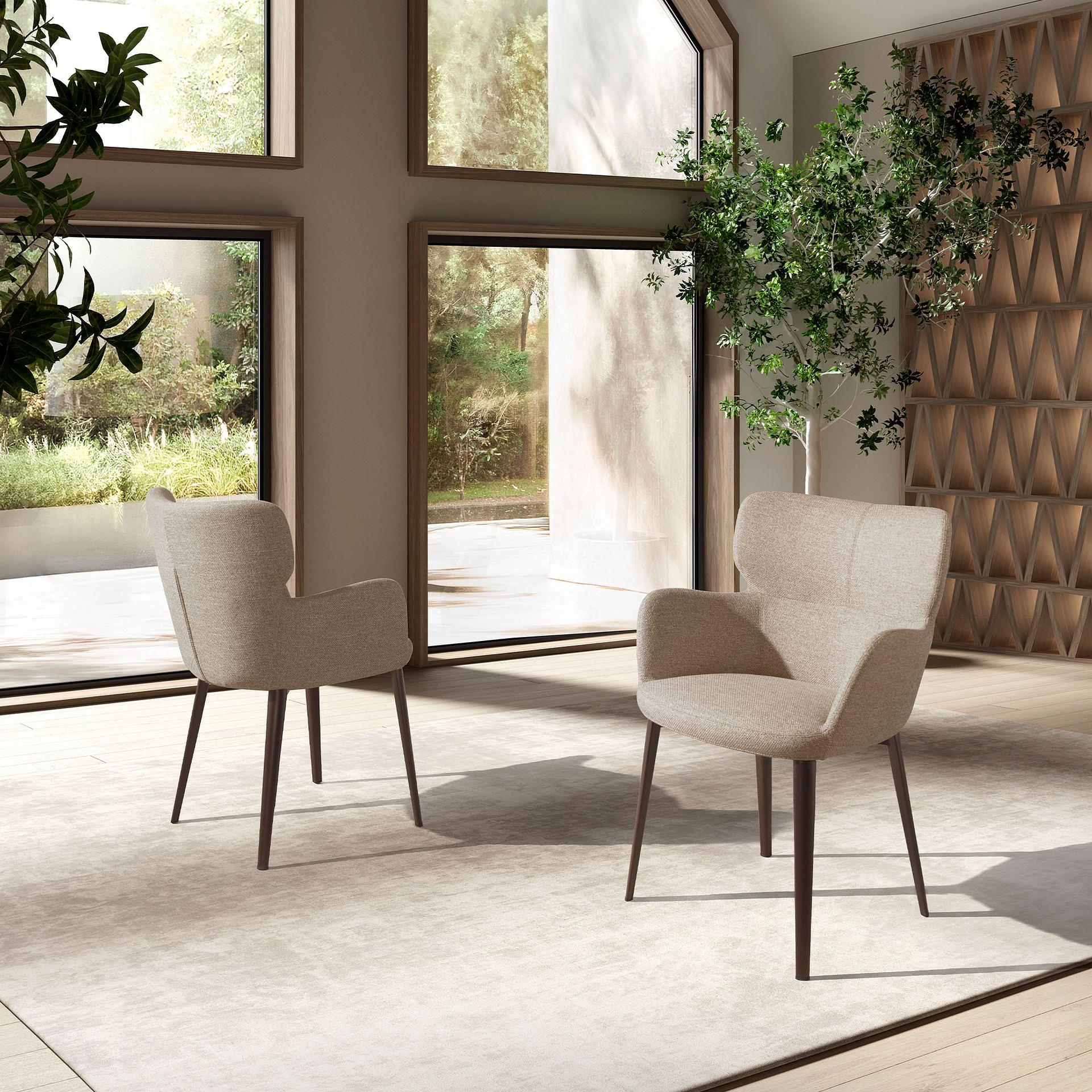 Esszimmerstuhl Textil Hellbraun 2