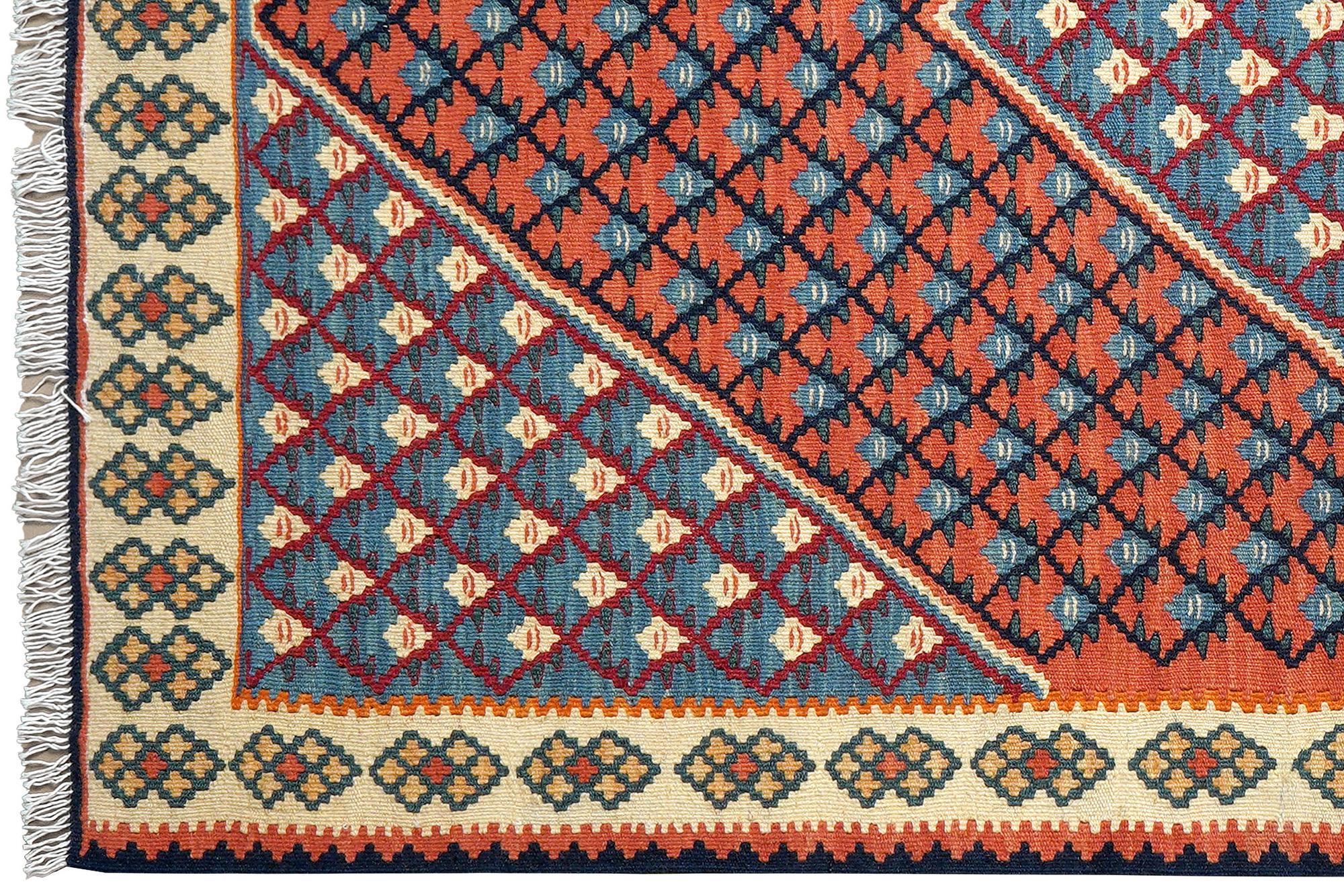 Kelim Senneh Carpet Wool Red 1