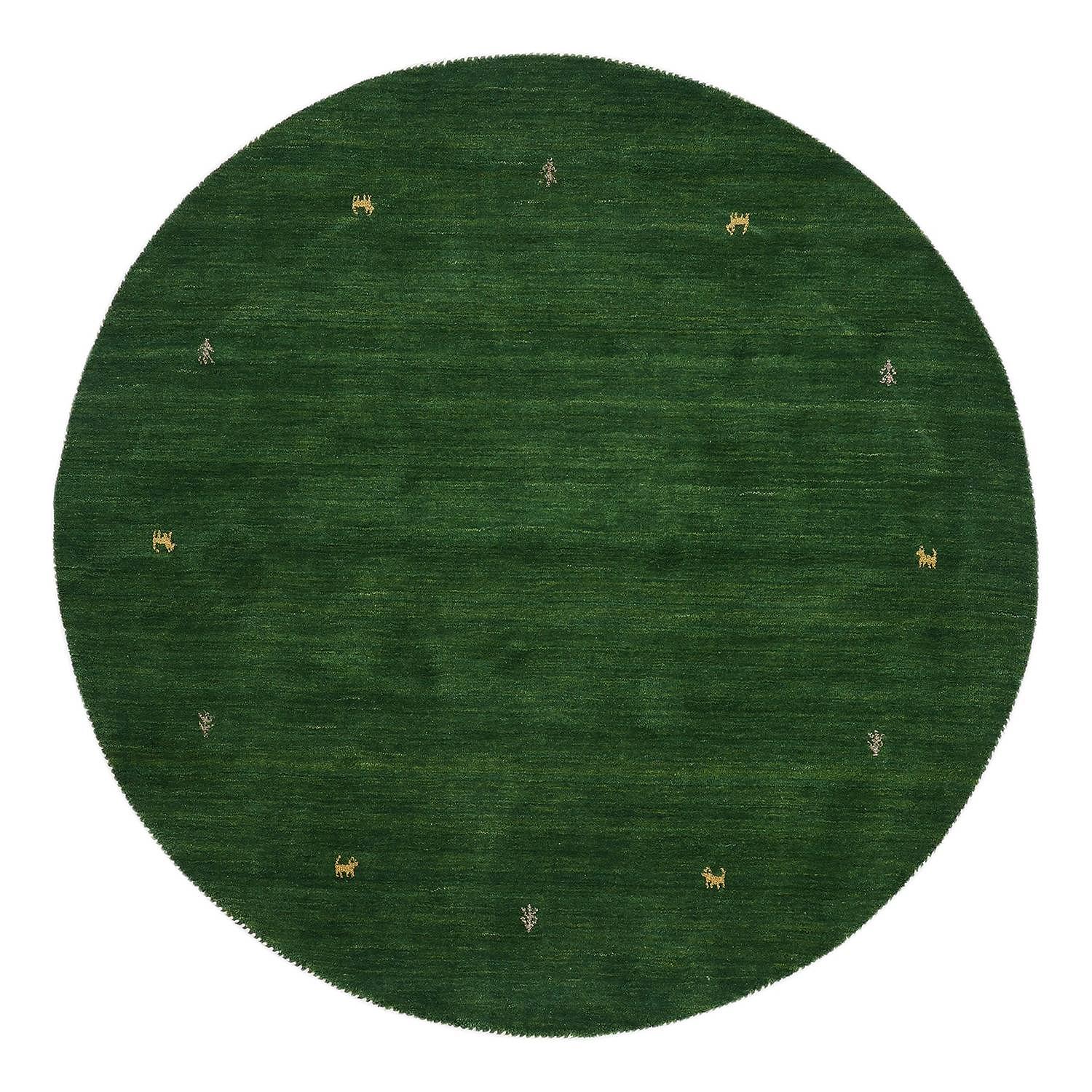 Wollteppich Gabbeh Uni Rund Wolle Grün 150 x 150 cm 0