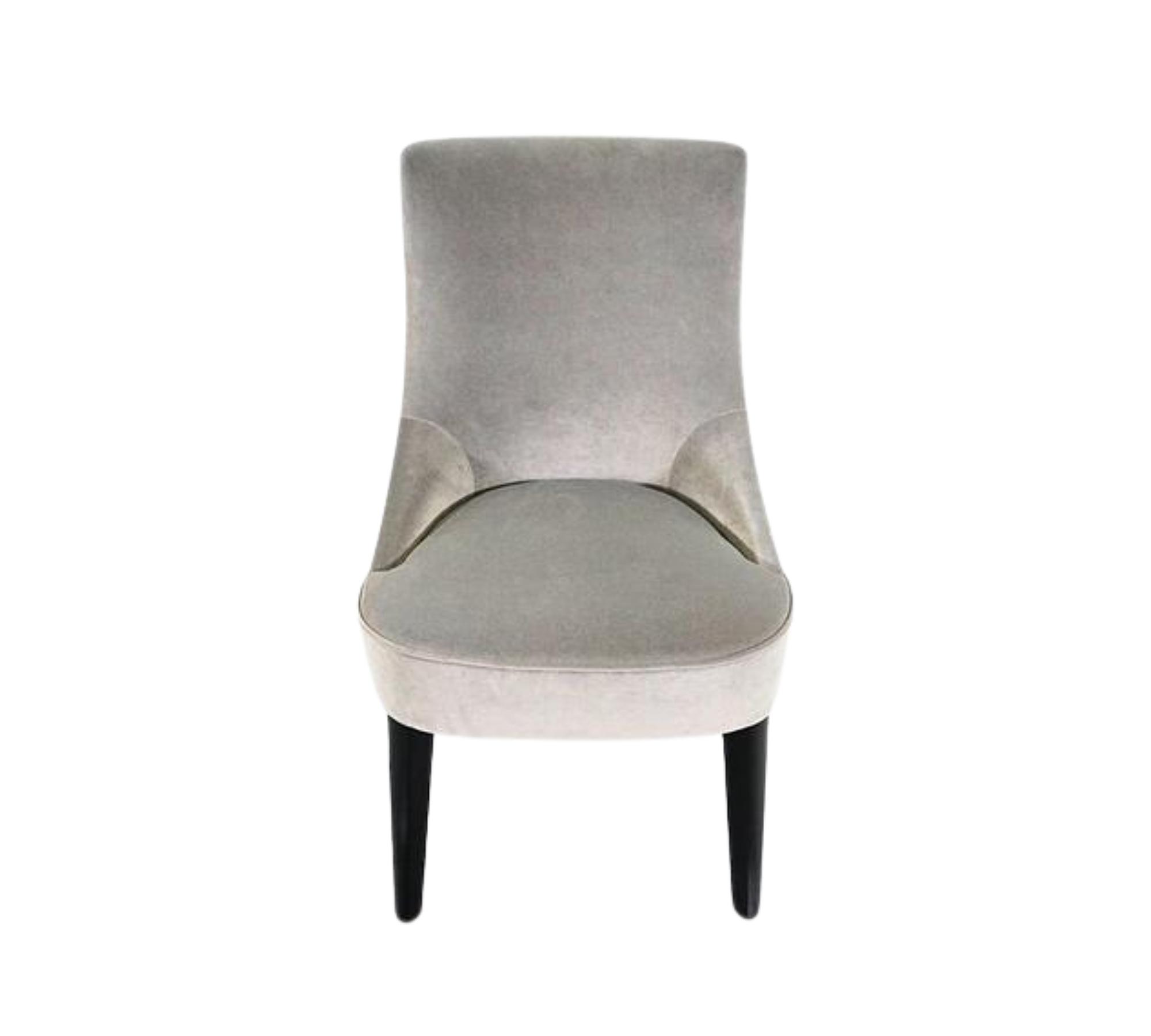 Stuhl Holz Samt Grau Silber  0